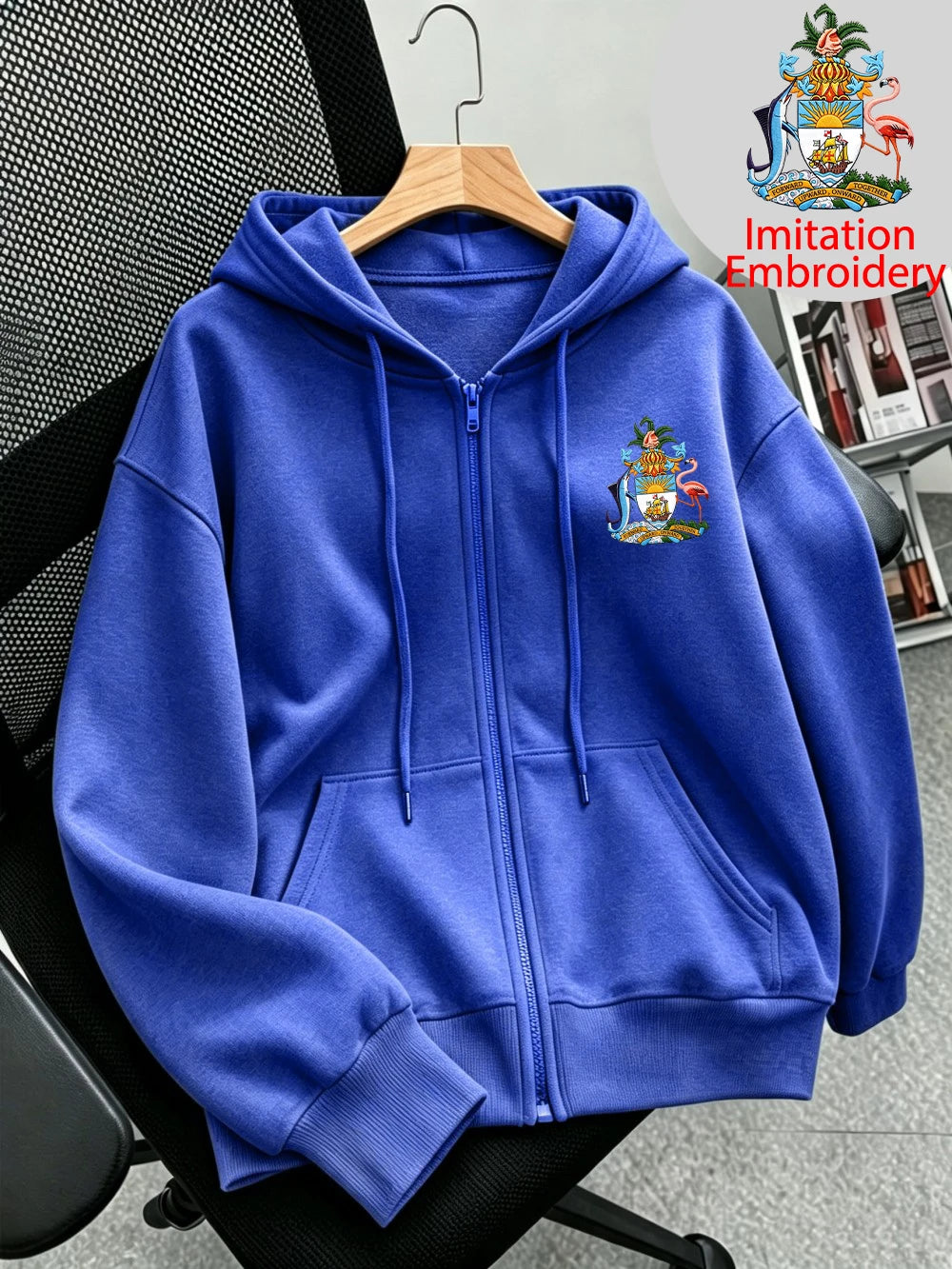 Sweat à capuche zippé imprimé Bahamas hivernal pour femmes