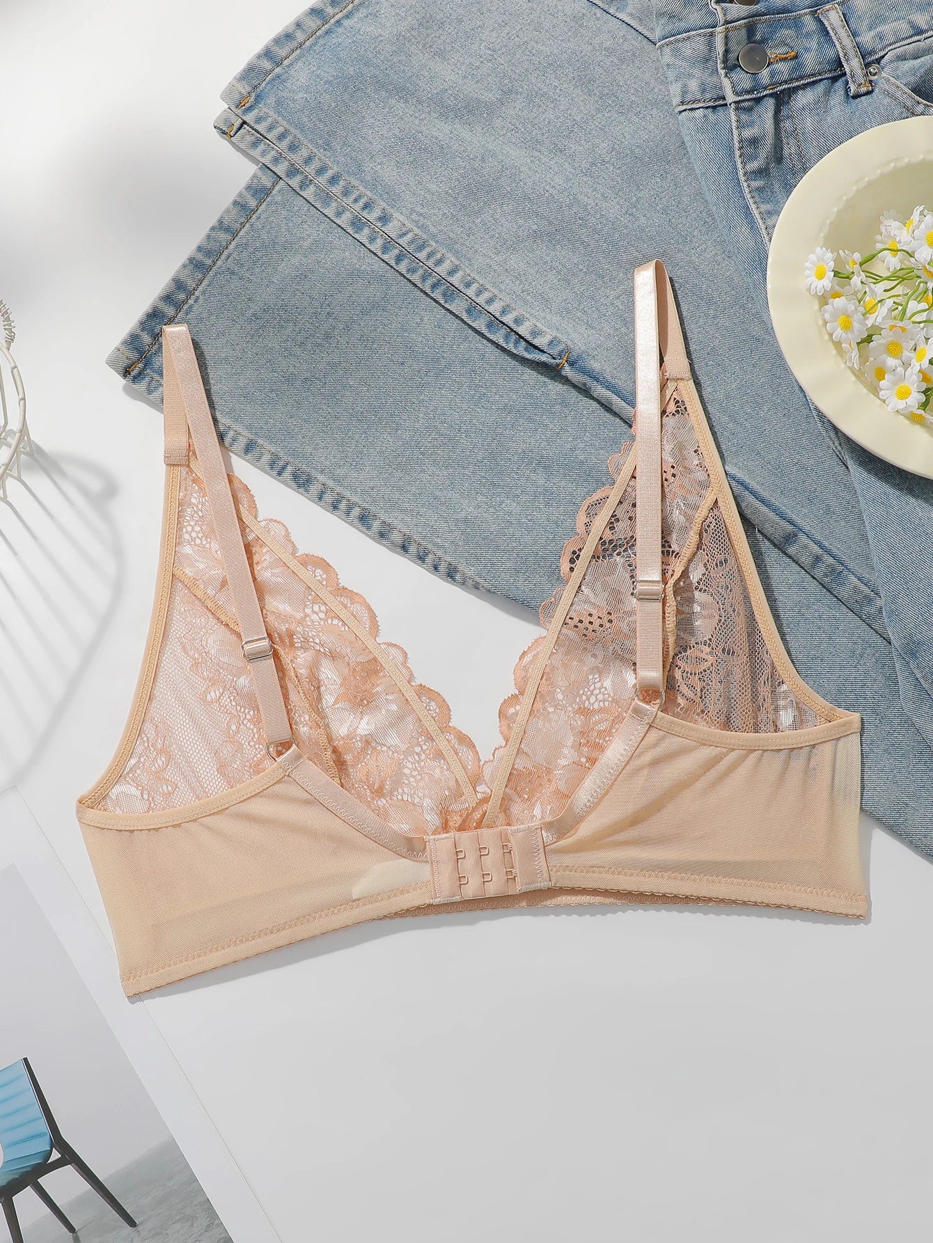 Soutien-gorge sexy en dentelle à fleurs pour femmes