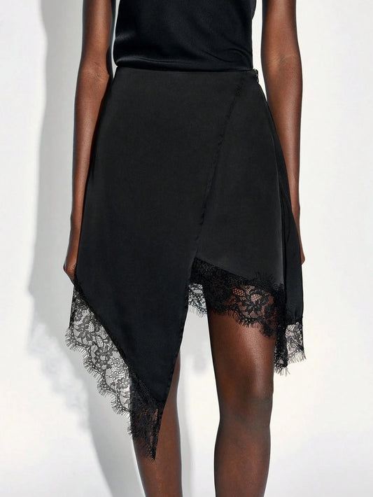 Jupe en Dentelle Femme – Coupe Asymétrique