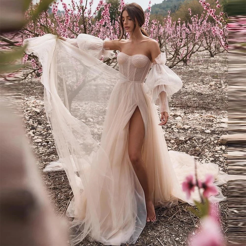 Robes de mariée manches bouffantes pour femmes