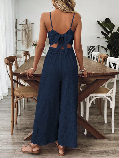Combinaison Femme – Tissu Texturé Bleu Marine