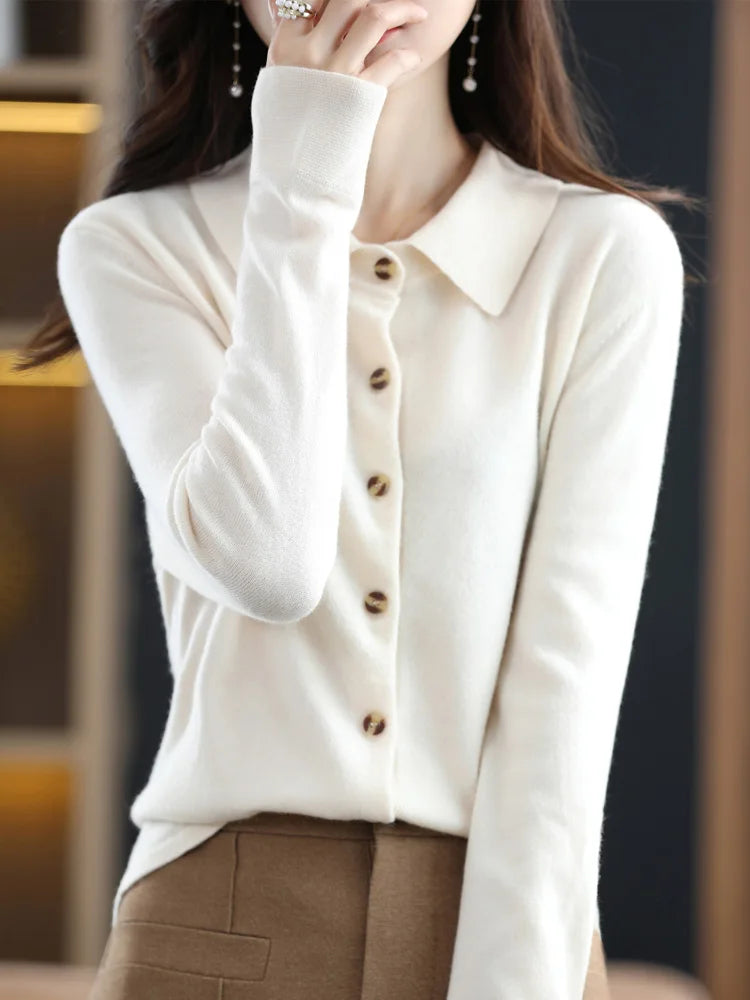 Cardigan 100% laine de haute qualité à manches longues pour femmes