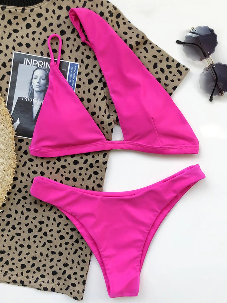 Ensemble maillot de bain deux pièces à une épaule pour femmes