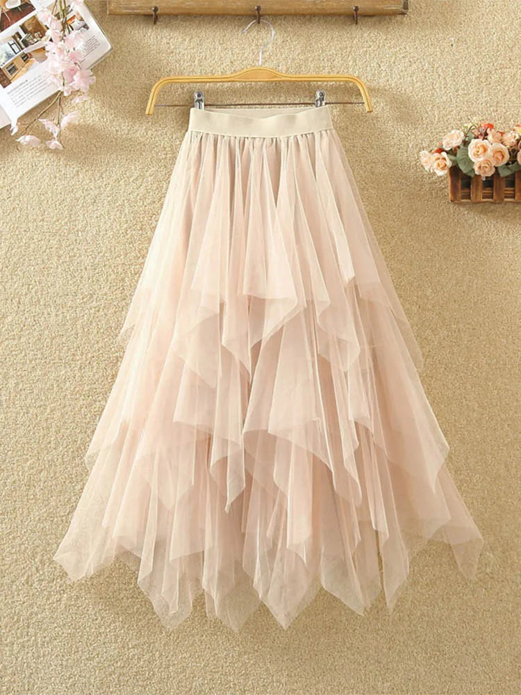 Jupe Femme en Tulle Plissé – Coupe Aérienne