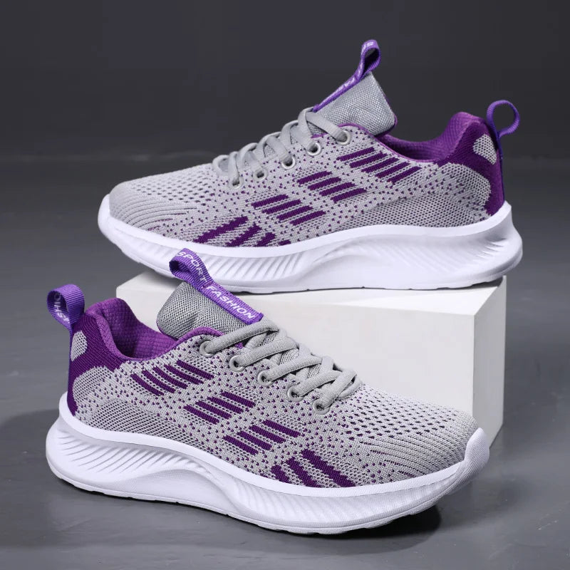Baskets en tissu respirant à lacets pour femmes