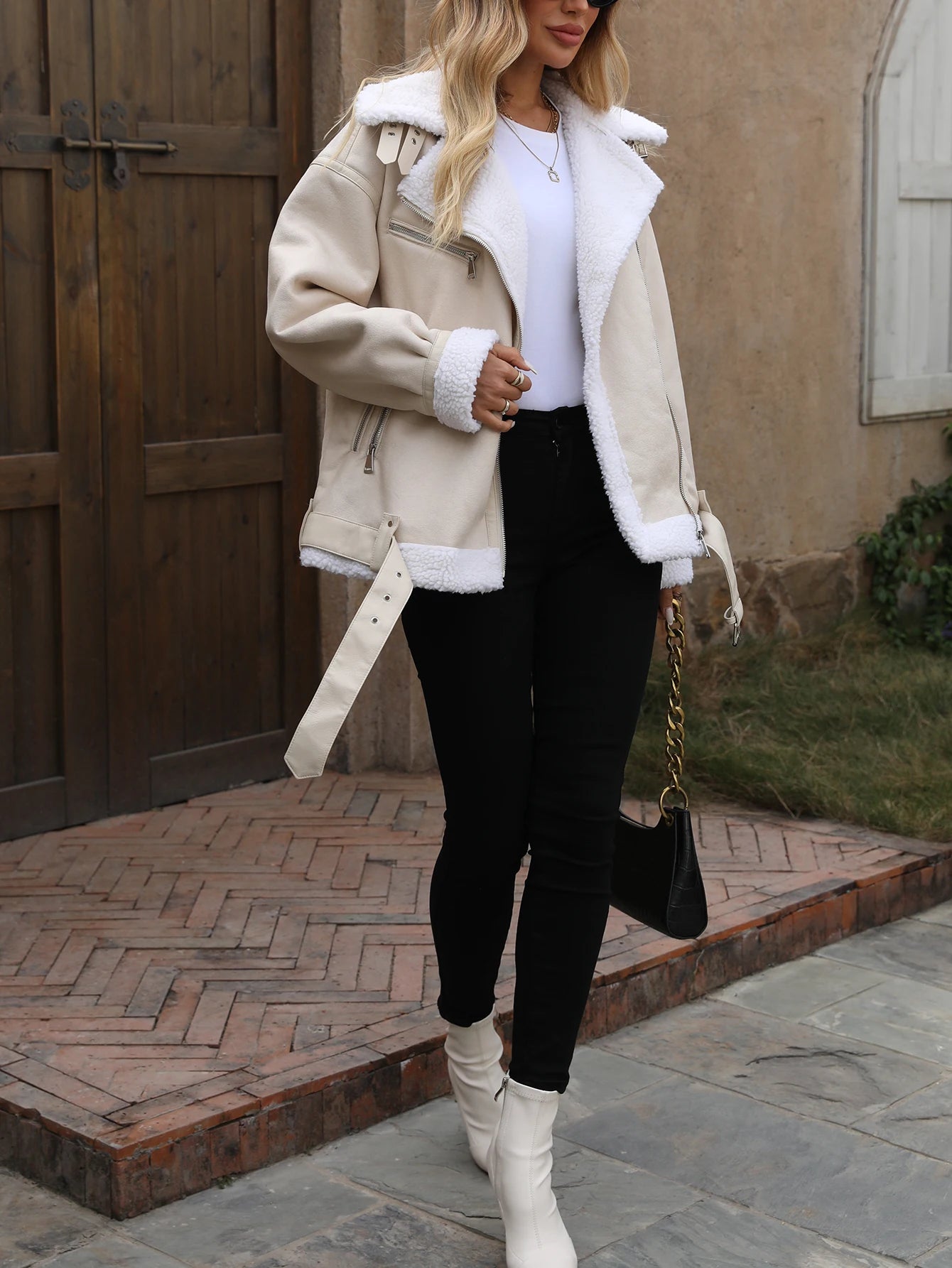 Manteau d'hiver en fausse fourrure de cisaillement pour femmes