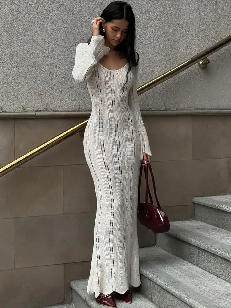 Robe en maille ajourée pour femmes