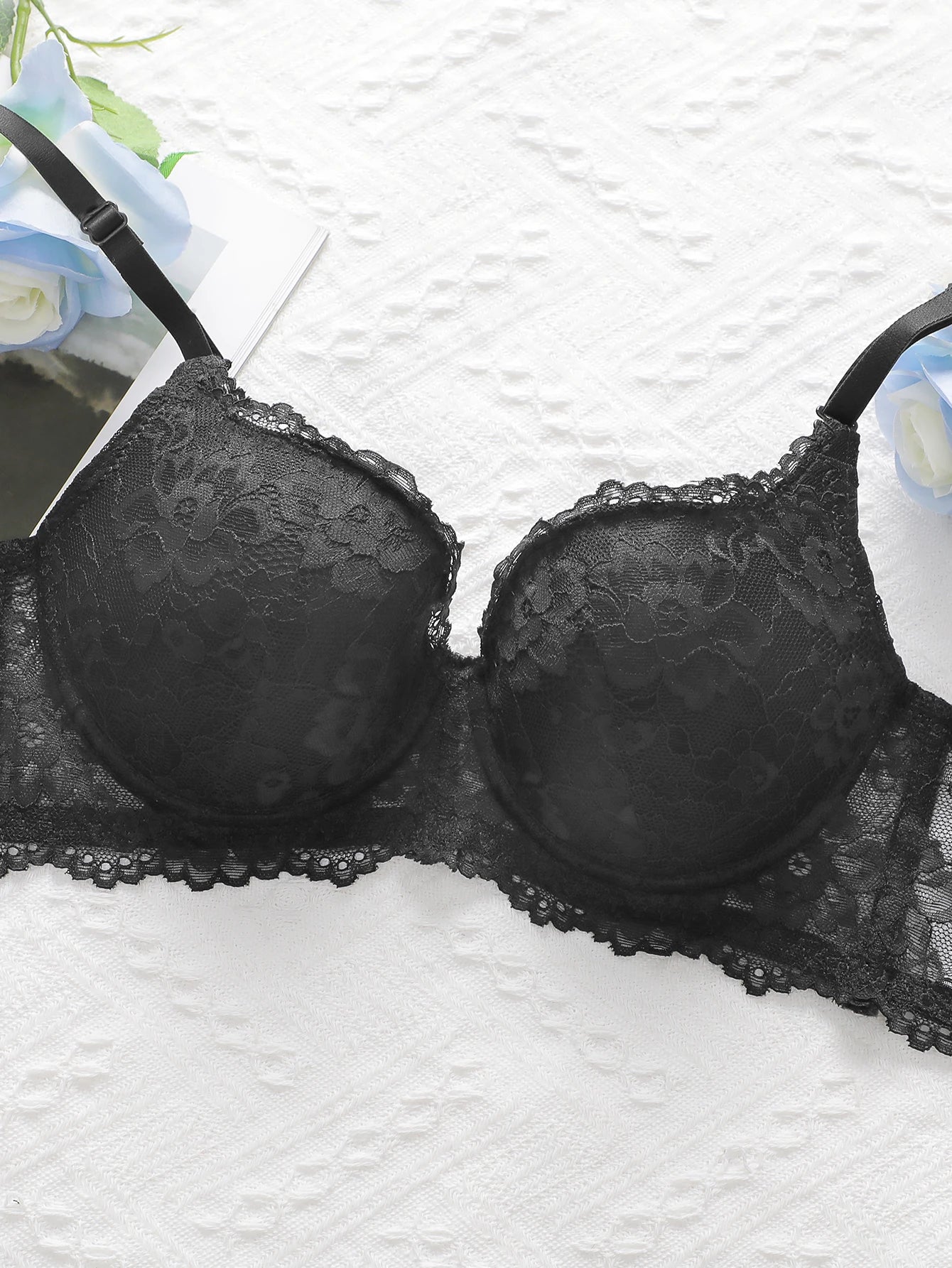 Soutien-gorge avec ruban de dentelle noire pour femmes