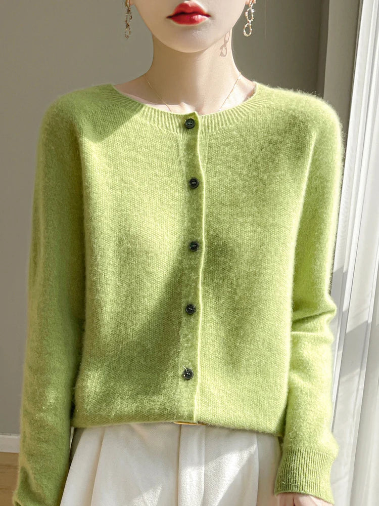 Cardigan basique à col rond pour femmes