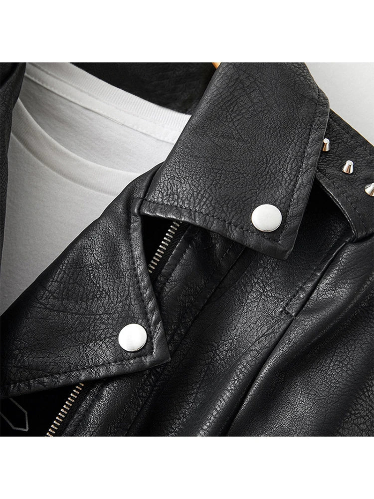 Veste courte en faux cuir Pu pour femmes