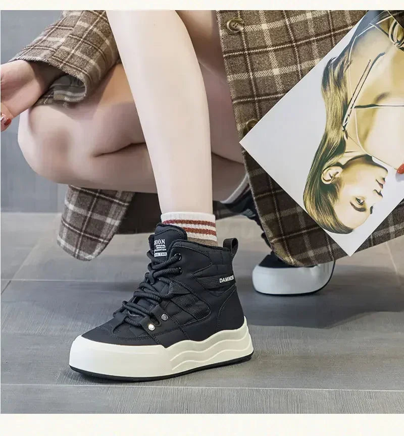 Baskets épaisse en cuir pour femmes