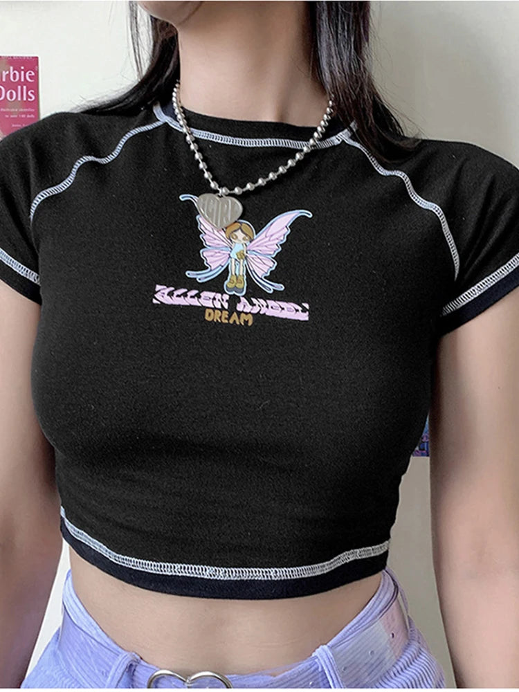 T-shirt à manches courtes et col rond pour femmes