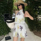 Robe mini dos nu à imprimé floral pour femmes