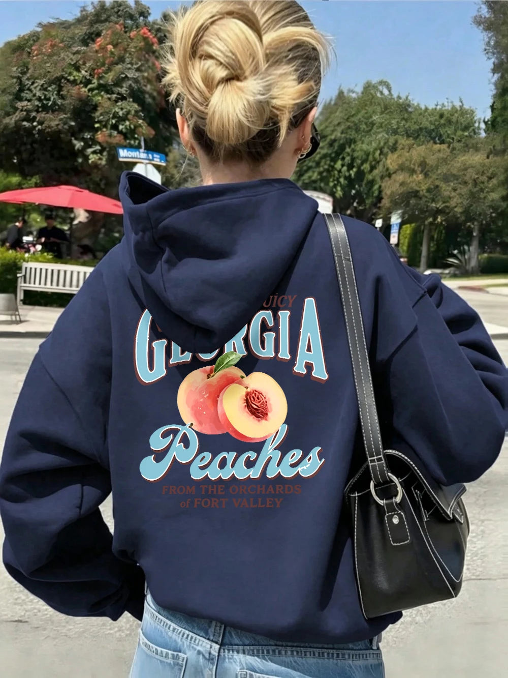 Sweat à capuche imprimé pêches fraîches et juteuses de Géorgie pour femmes