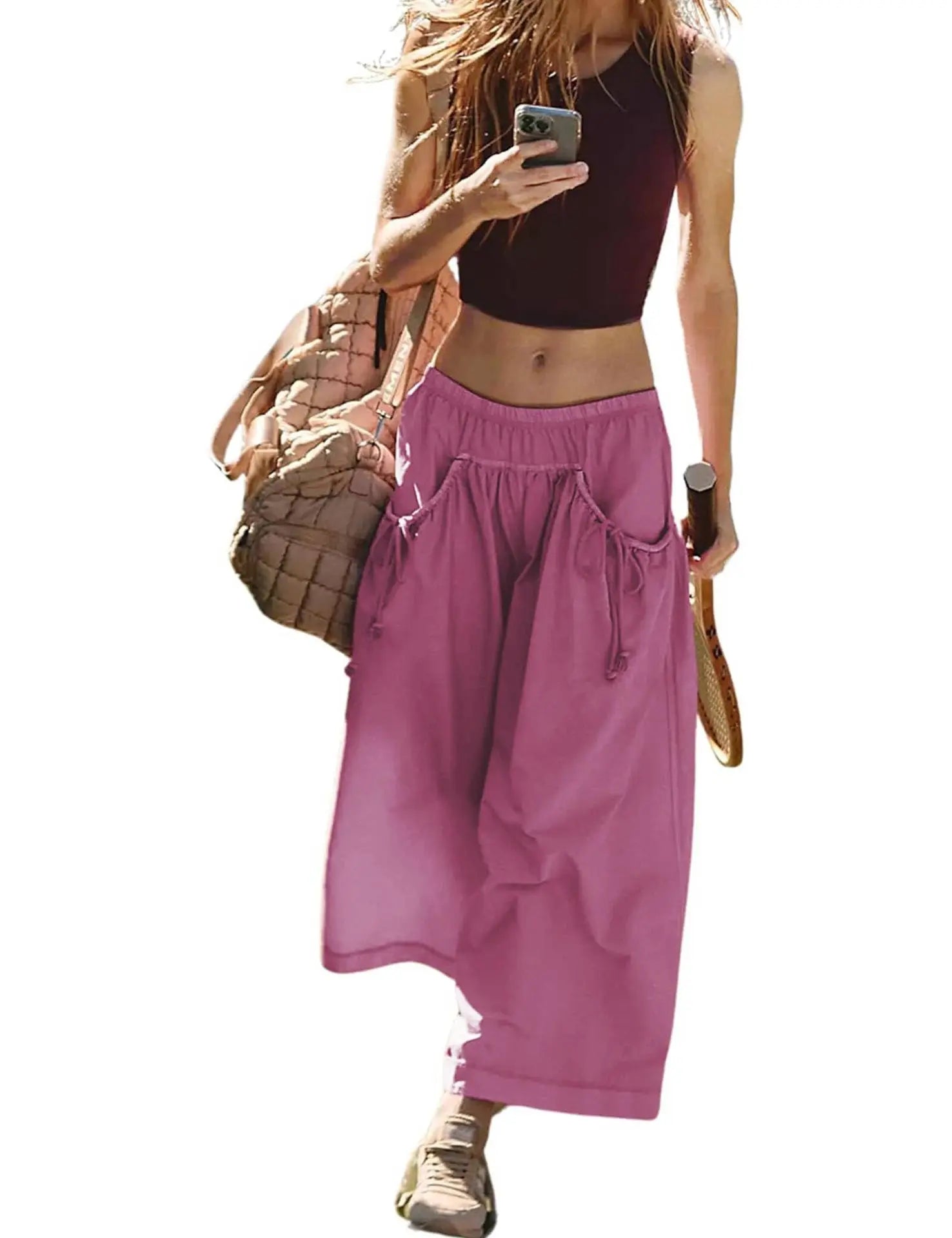 Pantalon à poches avec cordon de serrage pour femmes
