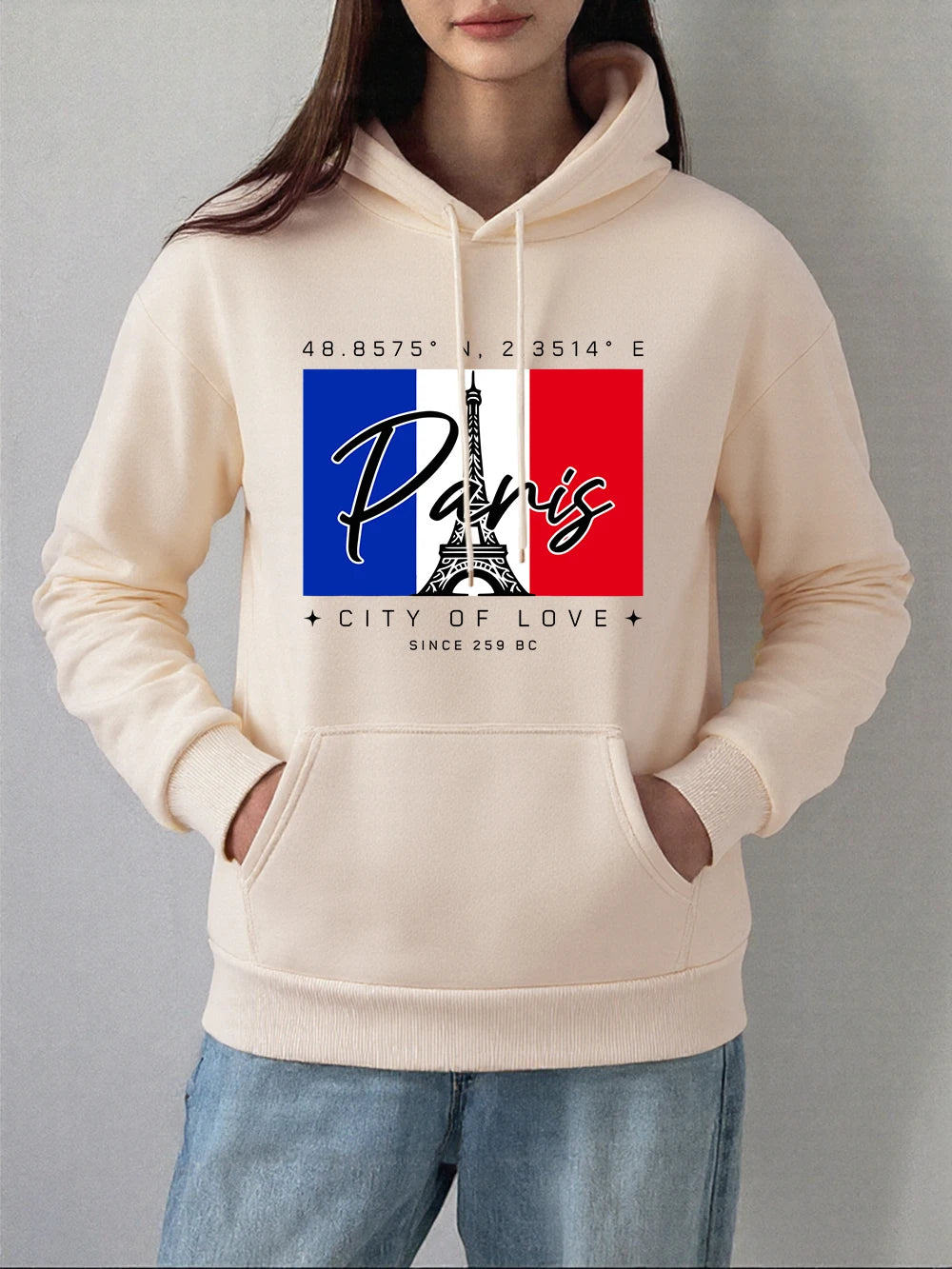 Sweat-shirts à capuche imprimés Paris Ville Amour pour femmes