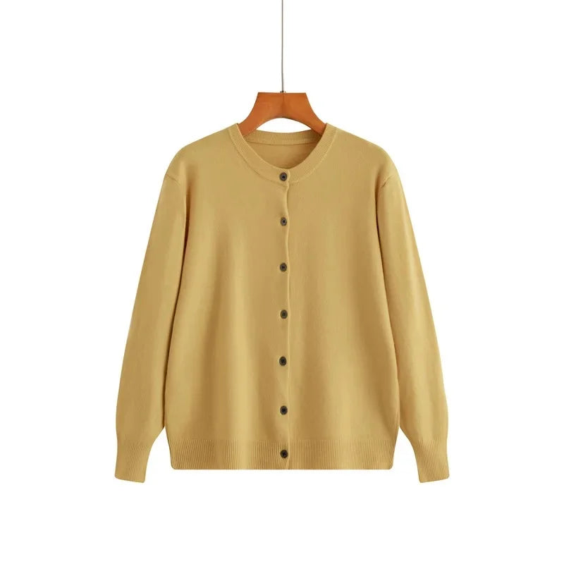 Cardigan tricoté à col rond pour femmes