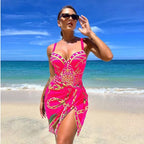 Maillot de bain deux pièces Push Up imprimé fleuri femmes