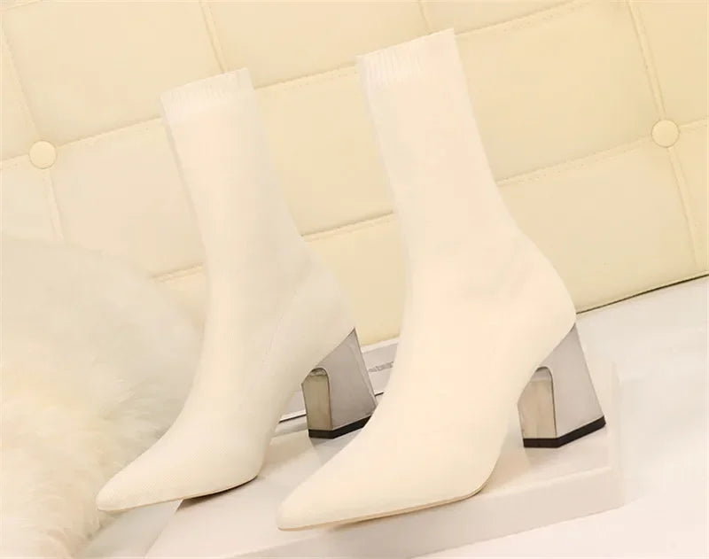 Bottines extensibles en tricot de haute qualité pour femmes