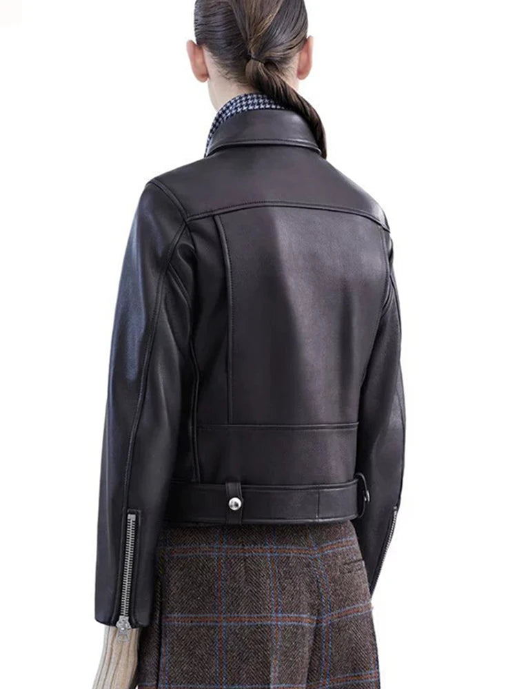 Blouson en similicuir noir pour femmes