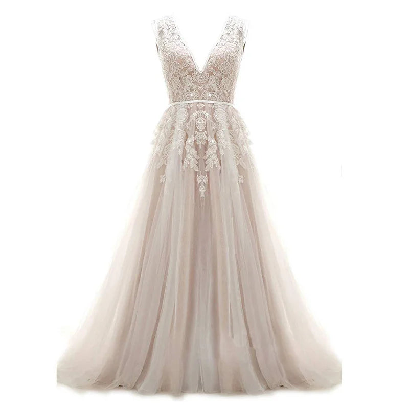Robe de mariée sexy en tulle et dentelle, pour femmes