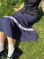 Jupe d'été en dentelle patchwork à pois pour femmes
