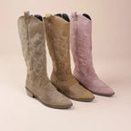 Bottes de Cowboy en cuir PU brodées pour femmes
