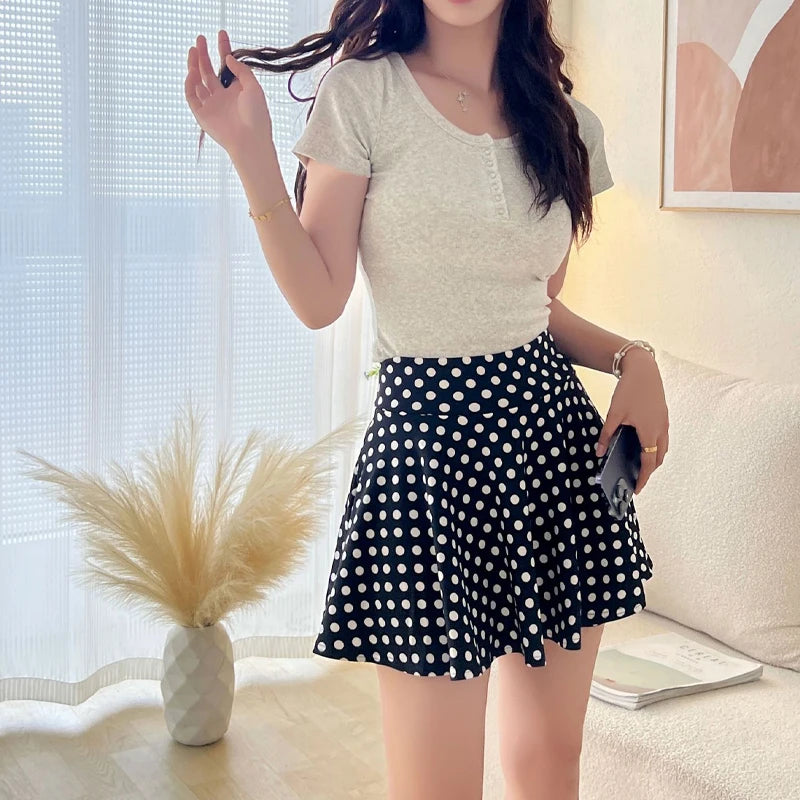 Mini jupe short  plissée élastique pour femmes
