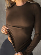 T-shirt à manches longues et col rond pour femmes