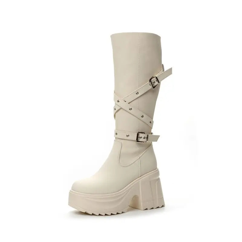 Bottes britanniques en cuir synthétique, pour femmes