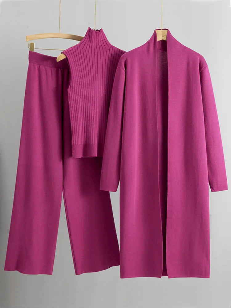 Ensemble 3 pièces cardigans longs pour femmes
