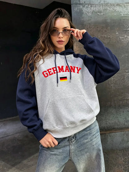 Sweat à Capuche Raglan Femme – Drapeau Allemand