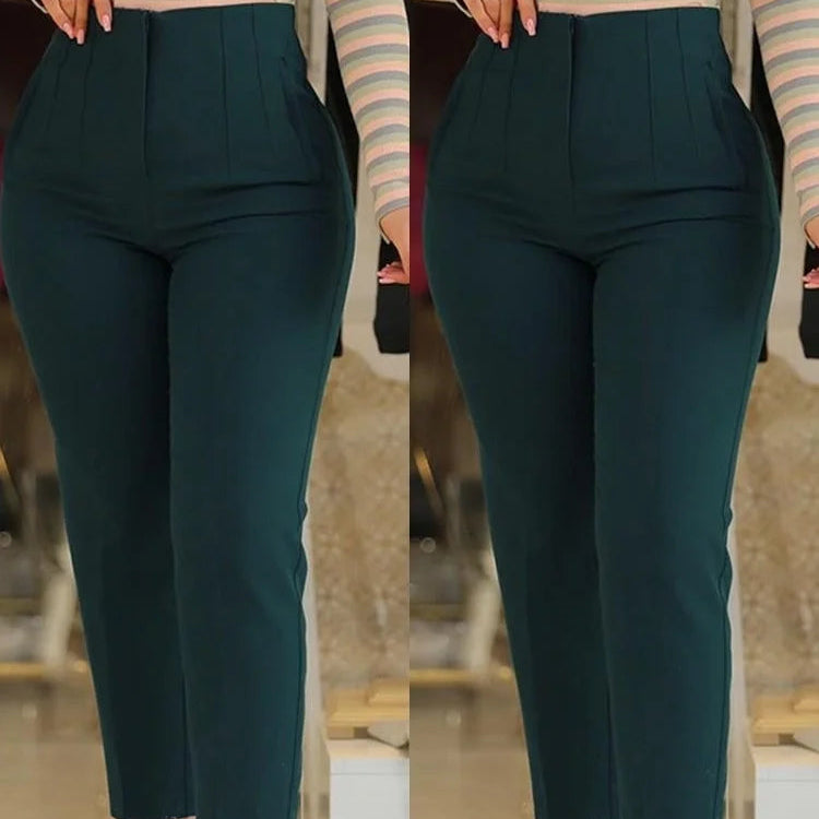 Pantalon plissé à fermeture éclair pour femmes
