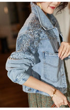 Veste en jean à paillettes pour femmes