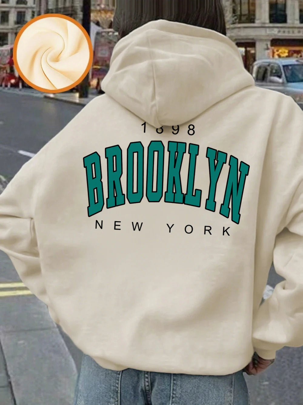 Sweat à capuche imprimé New York Brooklyn 1898 pour femmes