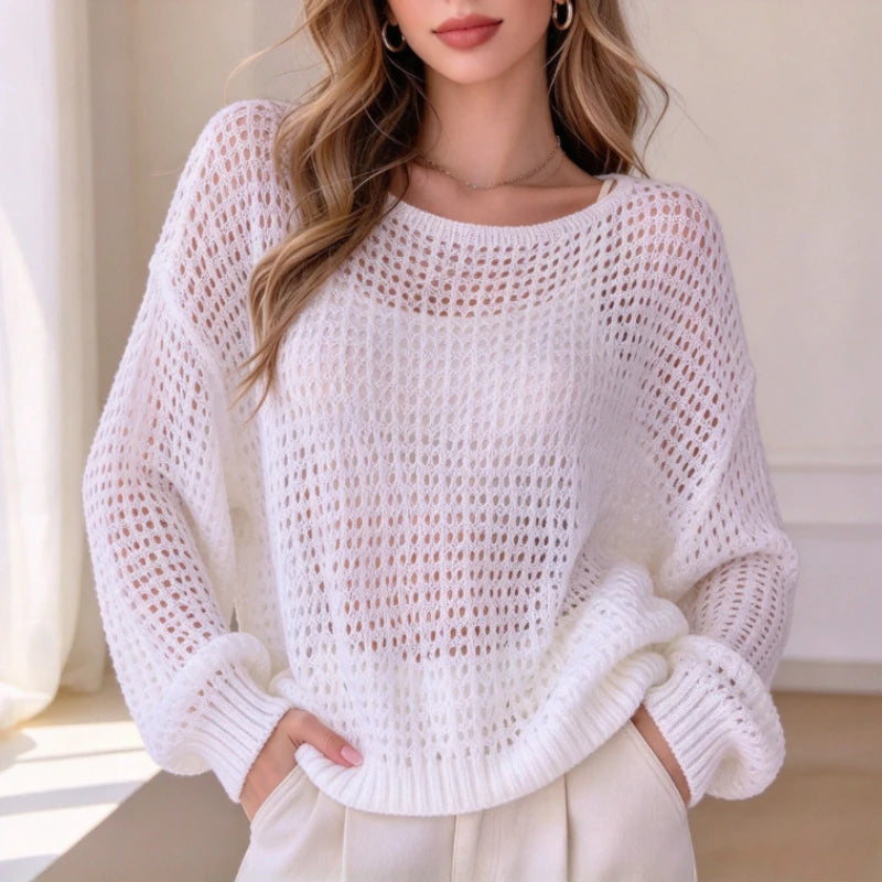 Pull Ample Femme – Maille Ajourée et Respirante
