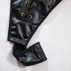 Body noir moulant en PU pour femmes