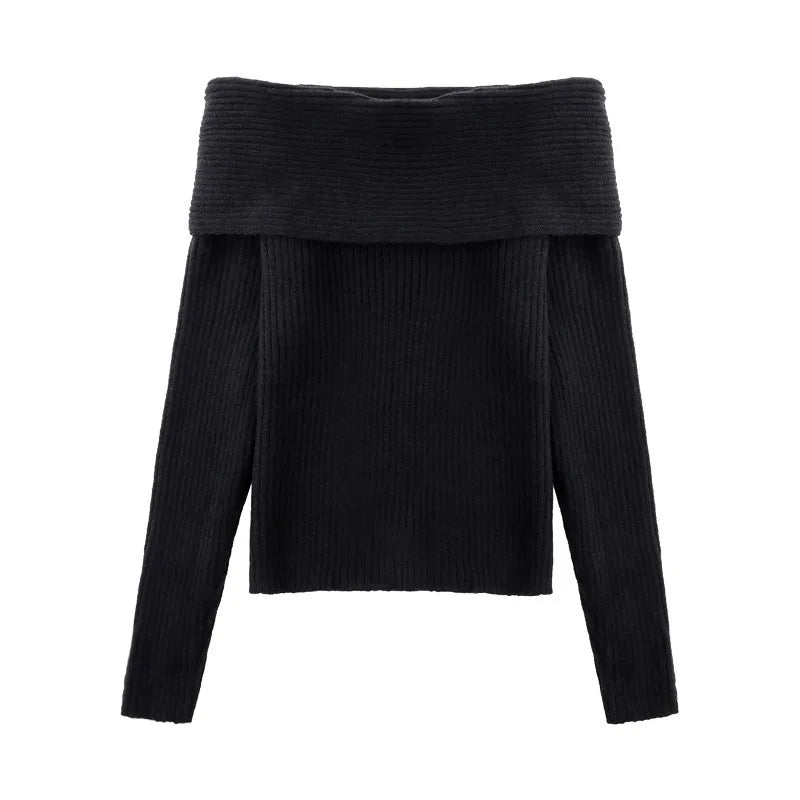 Pull Chic Femme – Col Ras du Cou et Épaules Dénudées