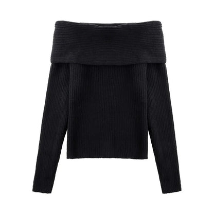 Pull Chic Femme – Col Ras du Cou et Épaules Dénudées