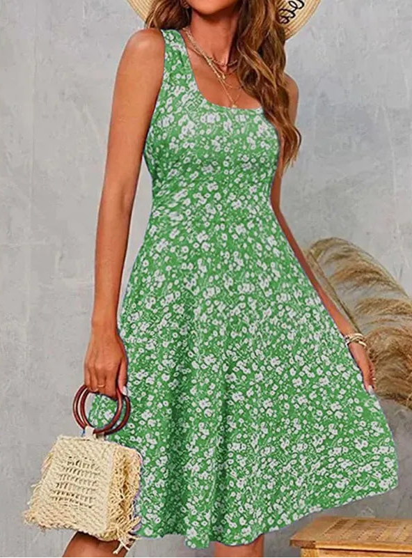 Robe mi-longue à fleurs pour femmes
