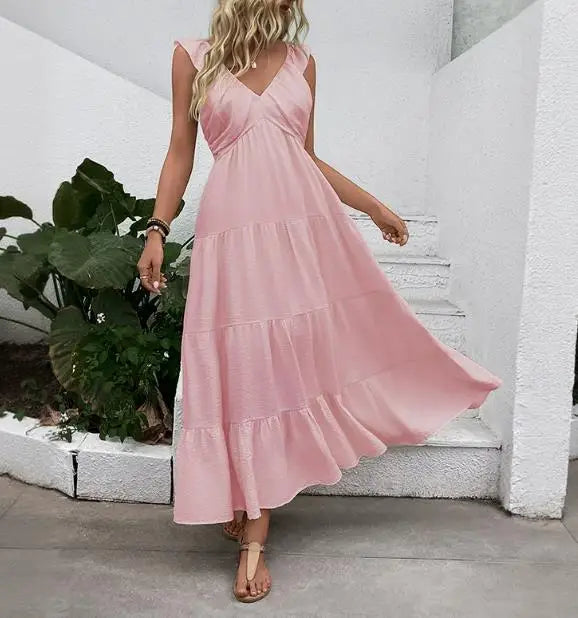 Robes sans manches et col en V pour femmes