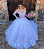 Robe de mariée princesse blanche à manches longues pour femmes