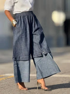 Pantalon en jean à jambes larges ample pour femmes