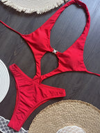 Maillots de bain une pièce une épaule découpé pour femmes
