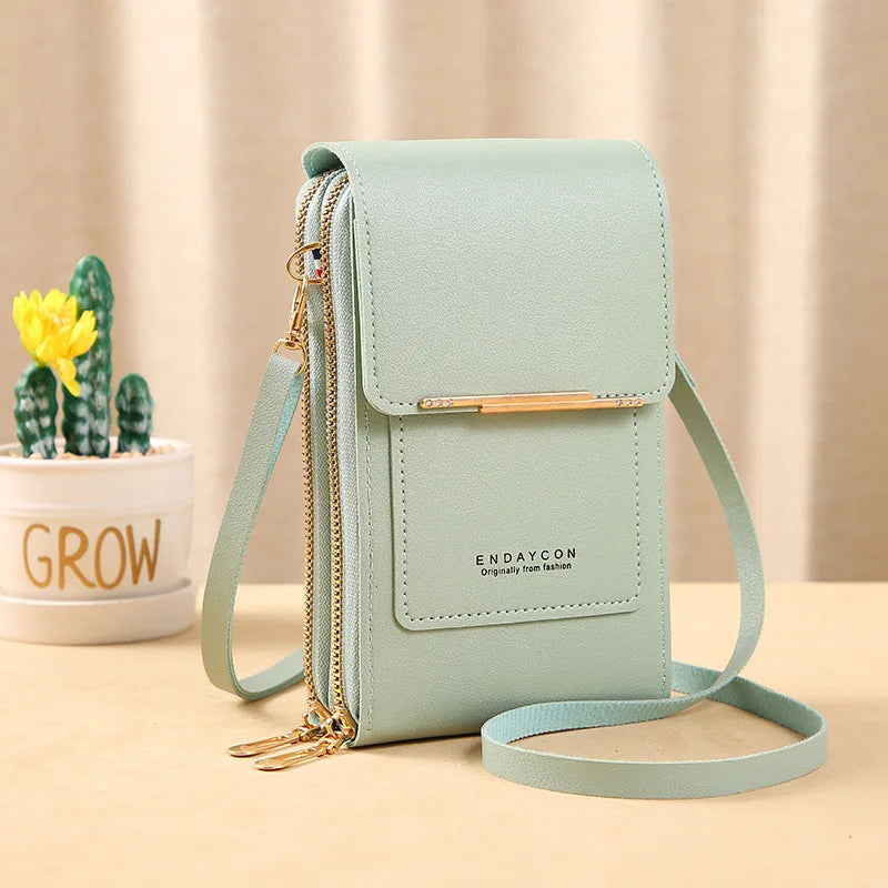 Sac à main en cuir souple téléphone portable pour femmes