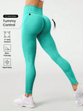 Pantalon de yoga sans couture couleur pêche pour femmes