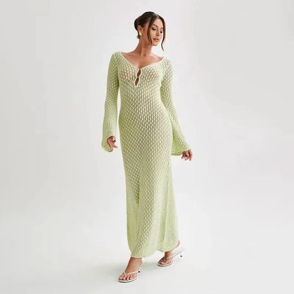 Robe Longue de Plage en Maille Femme
