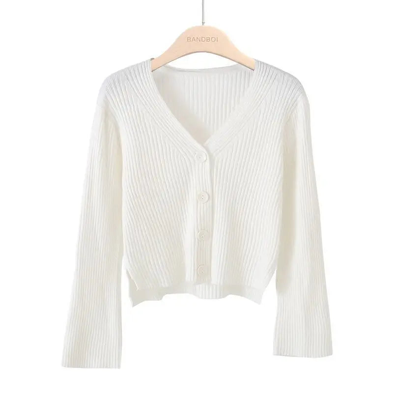 Cardigan court à boutons pour femmes