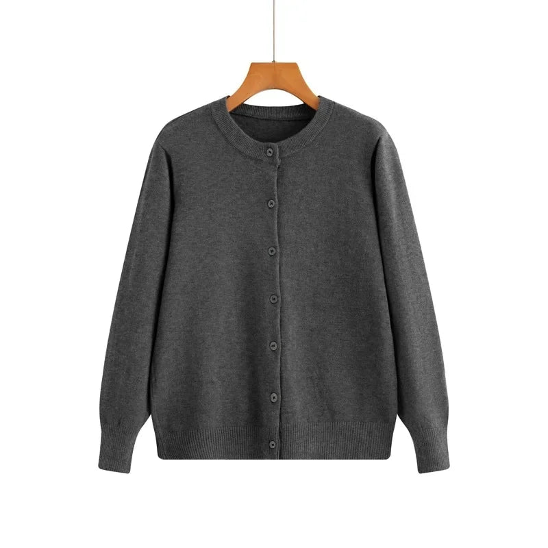 Cardigan tricoté à col rond pour femmes