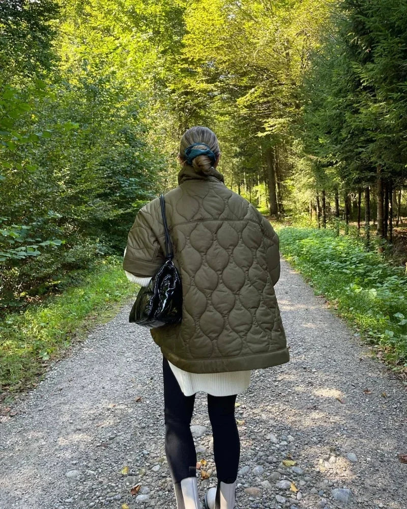 Veste matelassée en coton uni tendance pour femmes